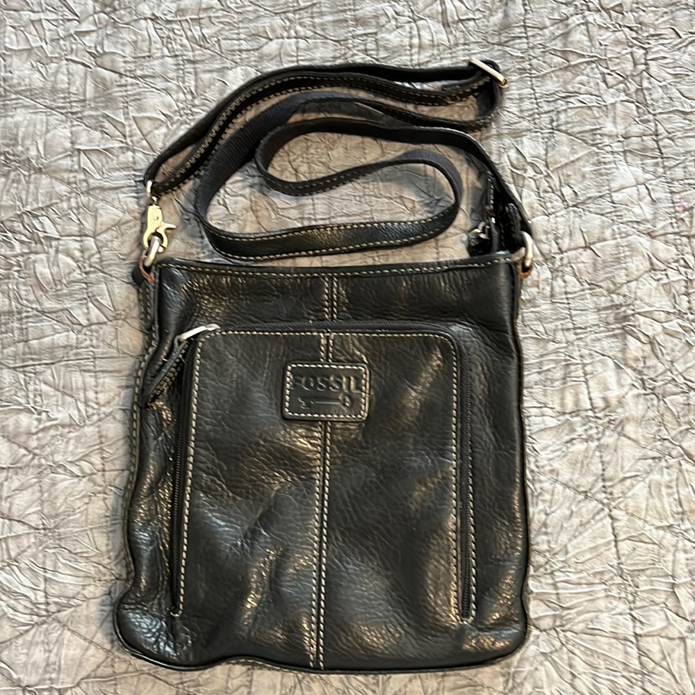 Black Leather Fossil Crossbody